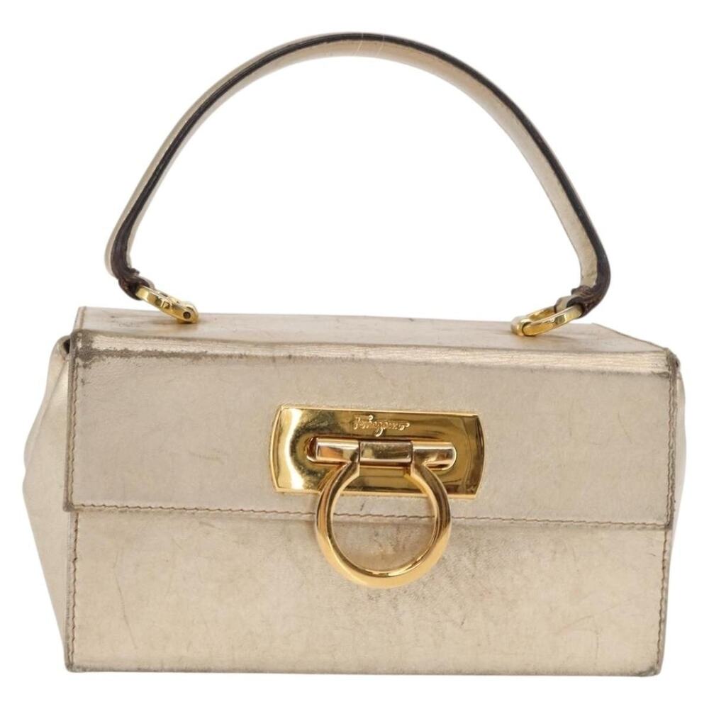 Salvatore Ferragamo Leather Gancini Handbag Gold